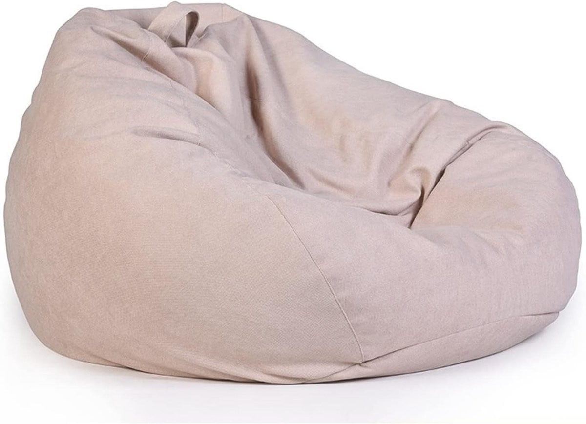 Beige linnen zitzak stoelhoes voor volwassenen - 100 x 120 cm