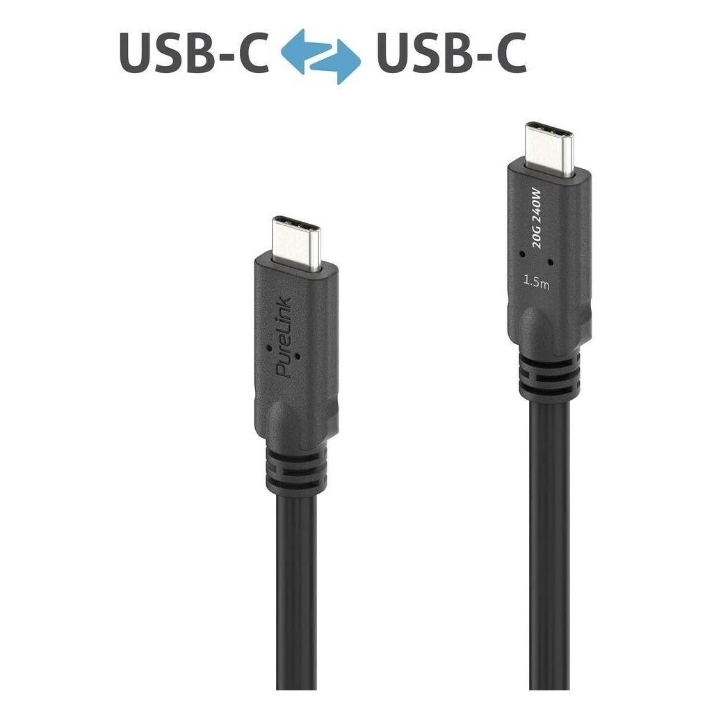 PureLink MicroX4 USB4-Kabel USB C - USB C 1.5 m (1.50 m, USB 4, 240 W) (PI6600-015)