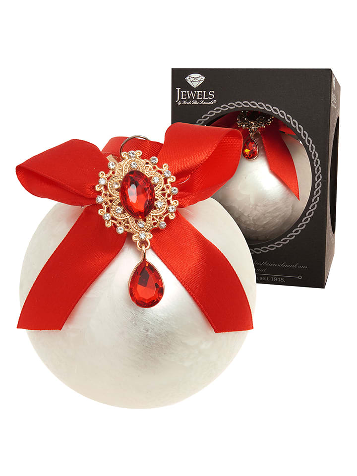 Krebs Glas Lauscha Christbaumkugel in Weiß - Ø 8 cm - onesize