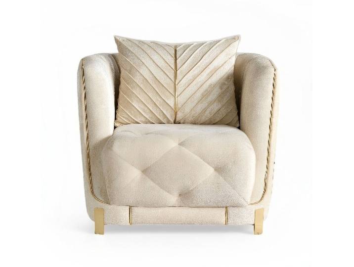Xlmoebel Sessel Beiger, weicher Sessel für gemütliche Wohnräume (1-St., mit Kissen), Made in Europa