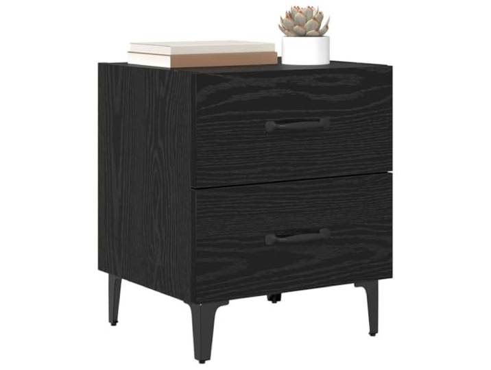 KTHLBRH Bettschrank 2 Stück Eiche Schwarz 40 x 35 x 47,5 cm Stilvoller Landhausstil, Massivholzrahmen, praktisch für Schlafzimmer