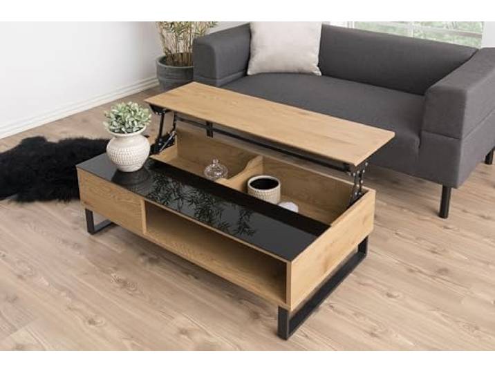 möbelando Couchtisch >Azalea< in schwarz, MDF, Stahl - 110x35x60cm (BxHxT)