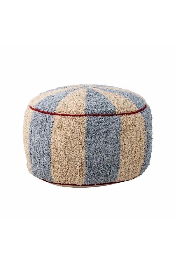 Bloomingville Mini Charoline poef blauw gestreept diameter: 44 cm