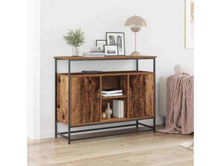 furnicato Sideboard 100 x 35 x 80 cm Altholz (1 St), Stabile Anrichte mit 4 Regalböden und Stahlgriffen für Wohnzimmer