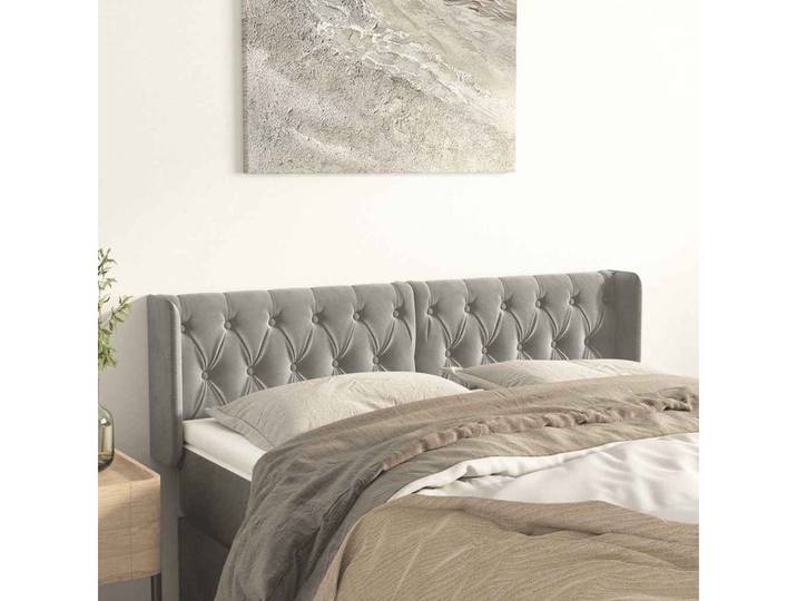 vidaXL Kopfteil vidaXL Kopfteil mit Ohren Hellgrau 147x16x78/88 cm Samt