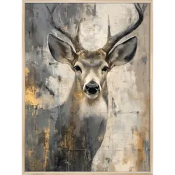 EUROART Wandbild 90 x 120 cm Majestic Deer Kunststoff Beige
