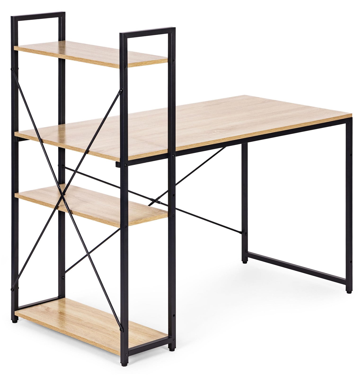 ModernHome TH-SD-6-16 Computerbureau met boekenplank, Bruin, B: 120 cm, D: 60 cm