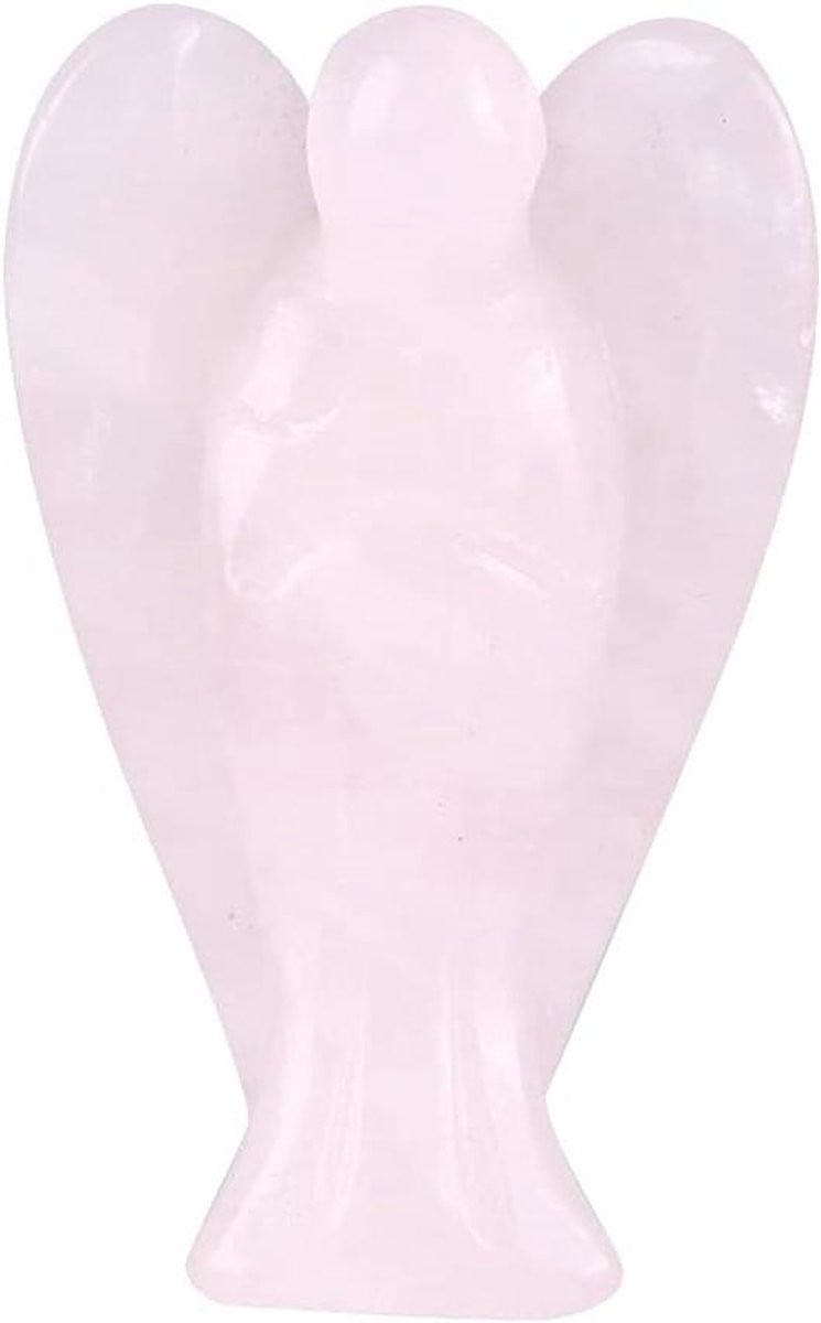 Rozenkwarts Engel Kristallen Beeldje - Roze - Hoogte: 4 cm
