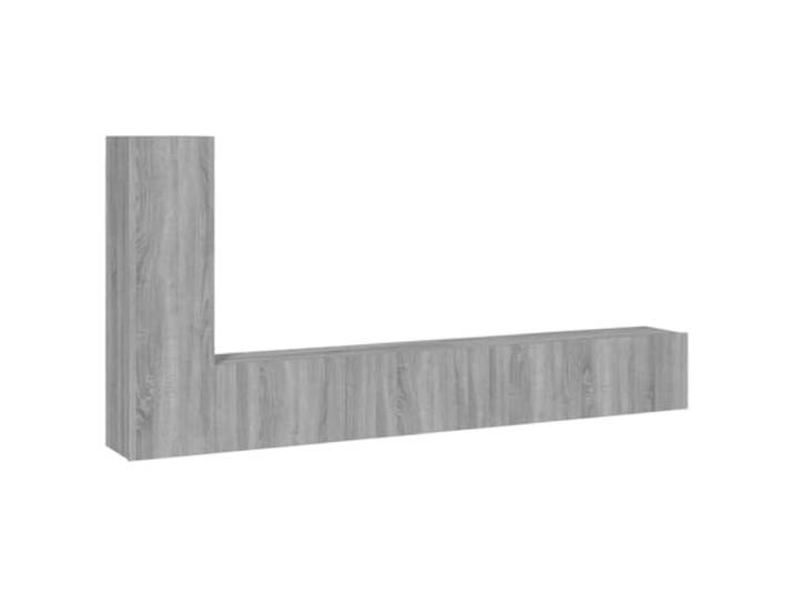 GKHPYURE TV-Möbel-Set, 3-teilig, Sonoma-Grau, Holz, mehrschichtig Wanddesign, großer Stauraum, Staubschutztür, einfache Montage