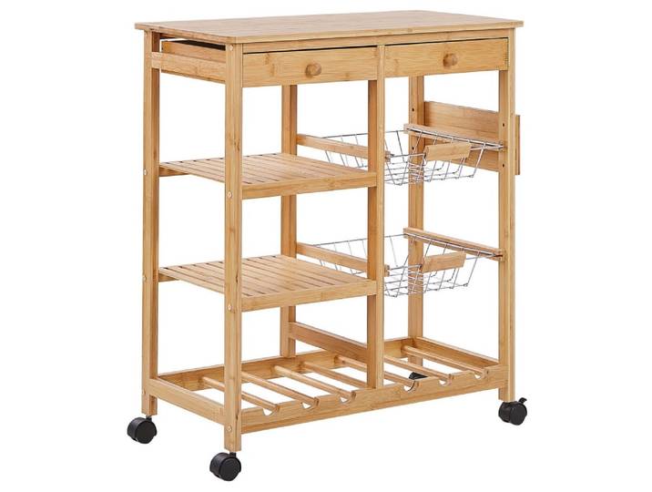 Chariot de cuisine bambou marron clair