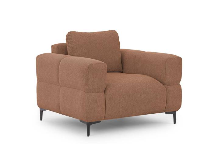 S-Style Sessel Cardea in Bubble-Optik aus weichem Terrakotta Strukturstoff mit hohem Sitzkomfort, Terracotta, Echtholz, Teilmassiv,Birke, Buche, Füllung: Polyetherschaumkern,Polyetherschaumkern, 102x80x97 cm, Wohnzimmer, Sessel, Polstersessel