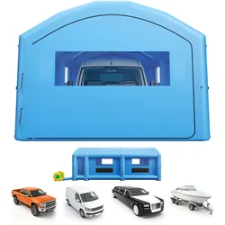 VEVOR Aufblasbare Lackierkabine, 10x6x4 m Spritzkabine Lackierzelt Blau, mit 950-W- & 1100-W-Gebläsen Filter Umkleidebereich für Pick-Ups in Voller Größe & Kleine Schnellboote Tragbar