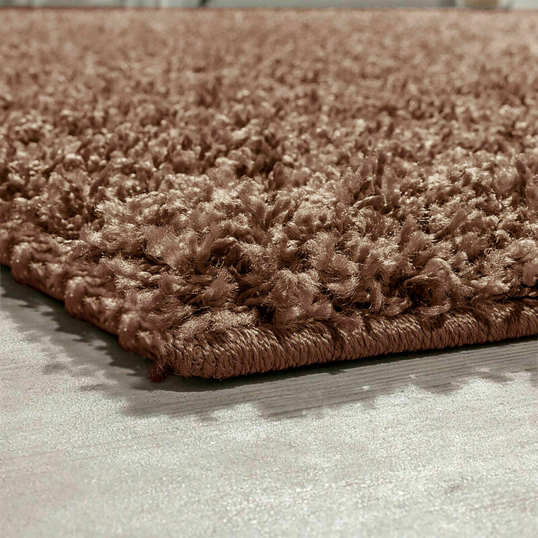 Ebern Designs Evoni Solid Colour Shag Area Rug Coffee Rectangle 200 x 290cm