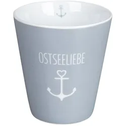 Krasilnikoff Happy Mug Becher Ostseeliebe, 330 ml, grau