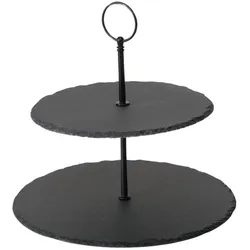 Boltze Etagere aus Schiefer Stonka, 24 cm, Schwarz