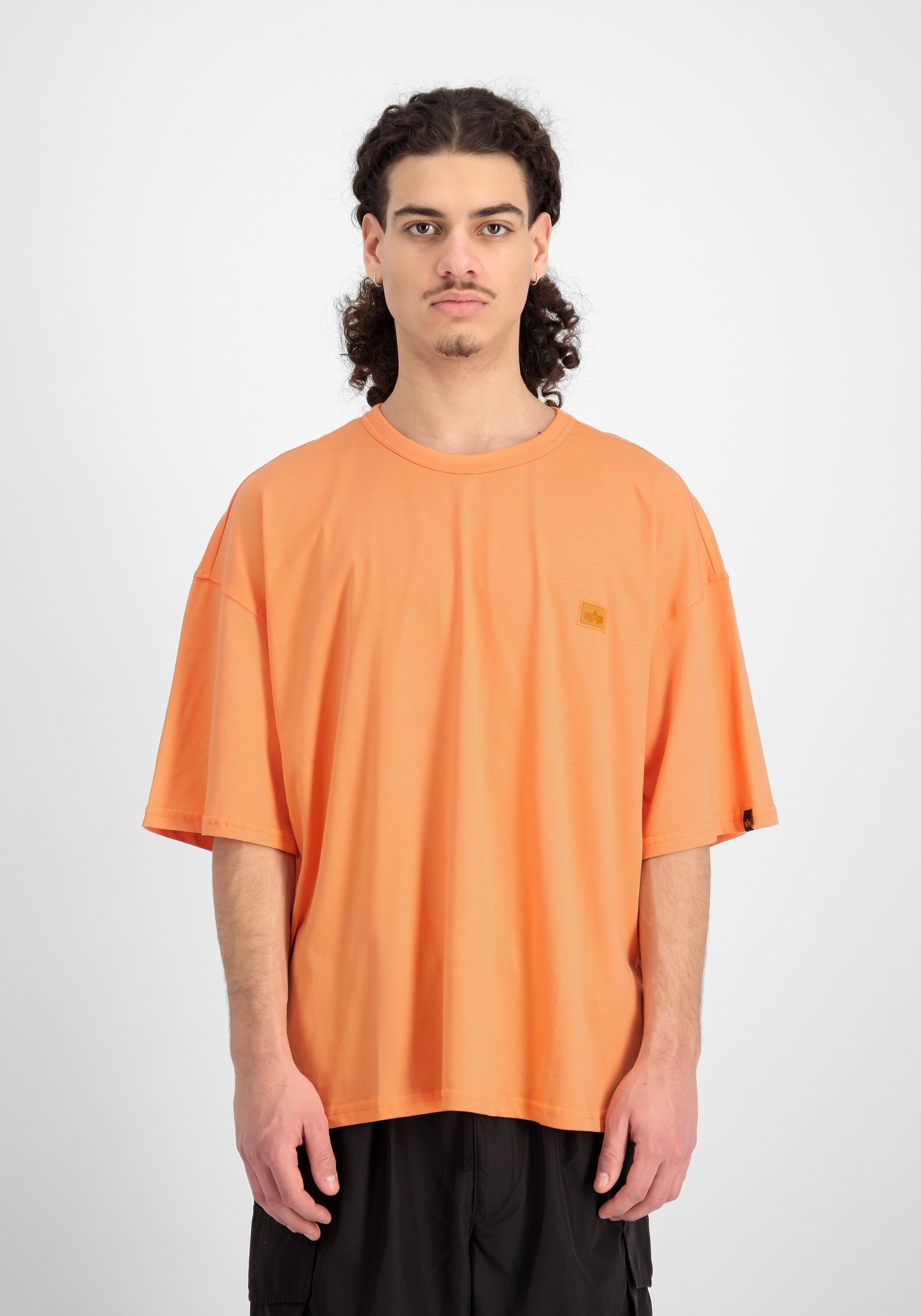 T-Shirt ALPHA INDUSTRIES "Alpha Essentials RL T-Shirt", Herren, Gr. L, orange (tangerine), Obermaterial: 100% Baumwolle, Shirts T-Shirt tangerine L