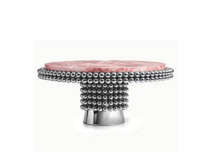 mukuhi Esstisch Esstisch Rund Rosa Silber 120 cm Edelstahl Design Luxus