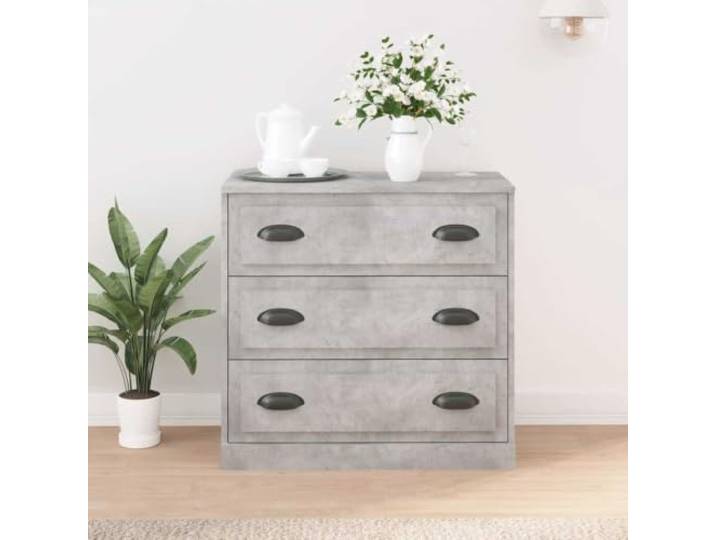 RJPLMFV Anrichte, grau, Beton, 70 x 35,5 x 67,5 cm, Holz, Technik Geräumige Aufbewahrung, robuste Oberseite zur Dekoration, inklusive Wandbefestigung, feuchtigkeitsbeständig