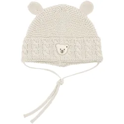 Steiff Strickmütze mit Ohren Bär, beige | grau, 43