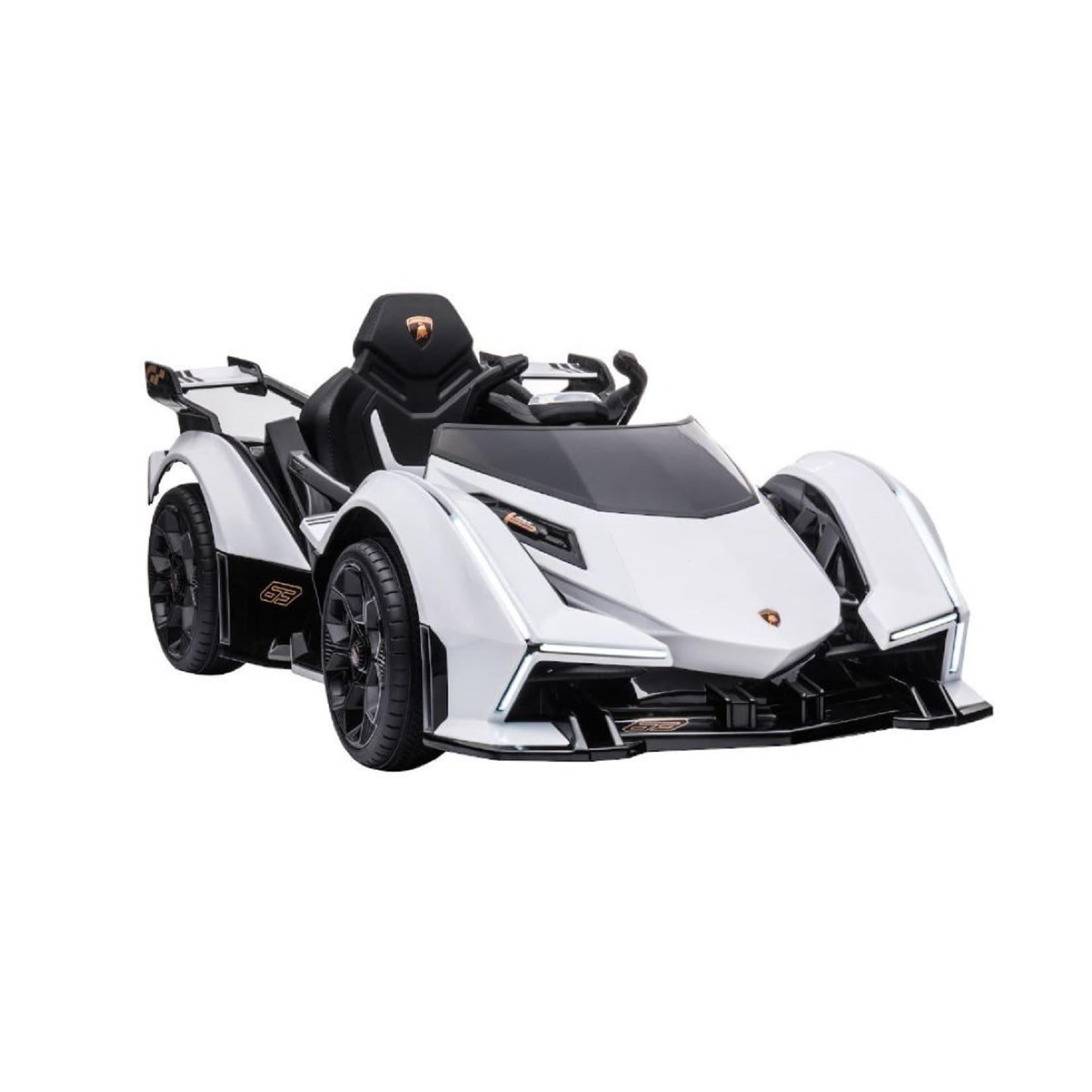 ES-Toys Kinder Elektroauto Lamborghini V12 Vision Gran Turismo Fernbedienung MP3 weiß