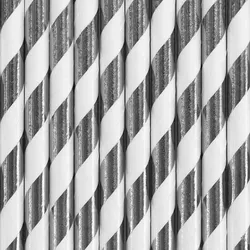 500x Papierstrohhalme, silber, 19,5cm