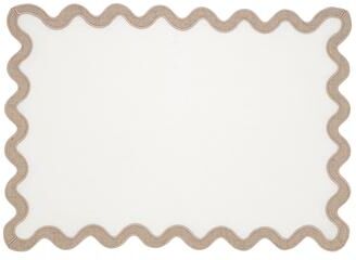Saro Lifestyle "100% Linen Eco Scallop Border Placemat (Set of 4) - 13""x19"""