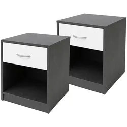 HTI-Living Nachtschrank 2er Set Nina Beton Weiß