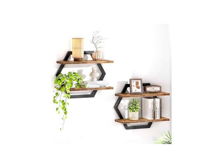 2 Pièces Étagère Murale Étagères murales en Bois DIY Déco Tablette Flottante Etagere Flottante de Rangement
