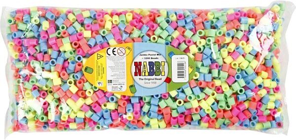 Nabbi Jumbo Rørperler   3200 Stk.   Pastelfarver
