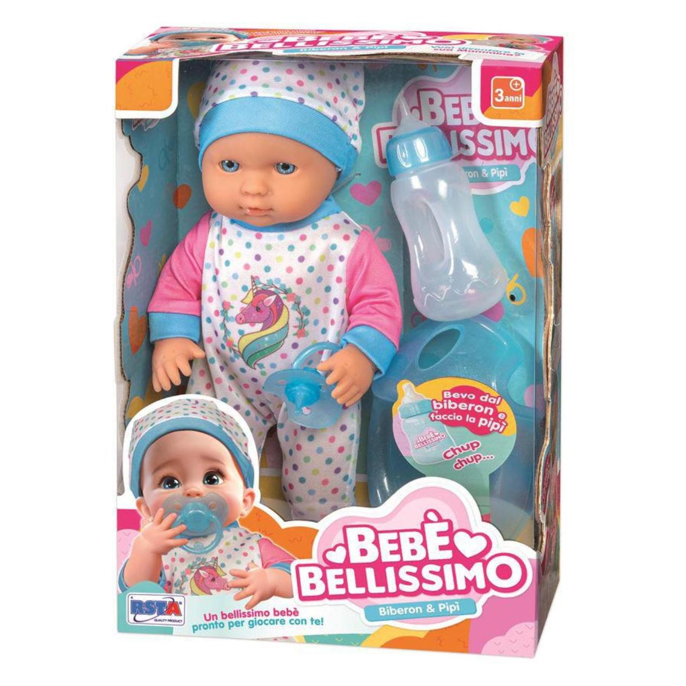 Rs Toys Bambola Bebe Bellissimo 30 cm Beve E Bagna Biberon E Vasino (64978833)