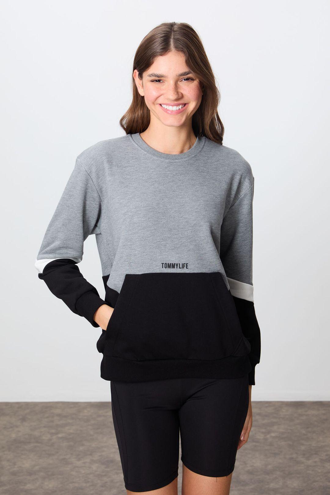 Overmaatse Kleurgebroken Crew Neck Sweatshirt