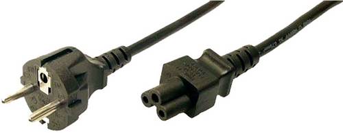 LogiLink Strom Anschlusskabel [1x Schutzkontakt-Stecker - 1x Kleeblatt-Stecker C6] 1.80 m Schwarz