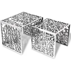 Décoshop26 - Set mit 2 quadratischen silbernen Aluminium-Beistelltischen DEC031476