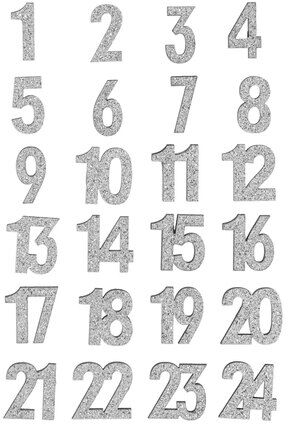 Adventskalenderzahlen "Glitzer", silber