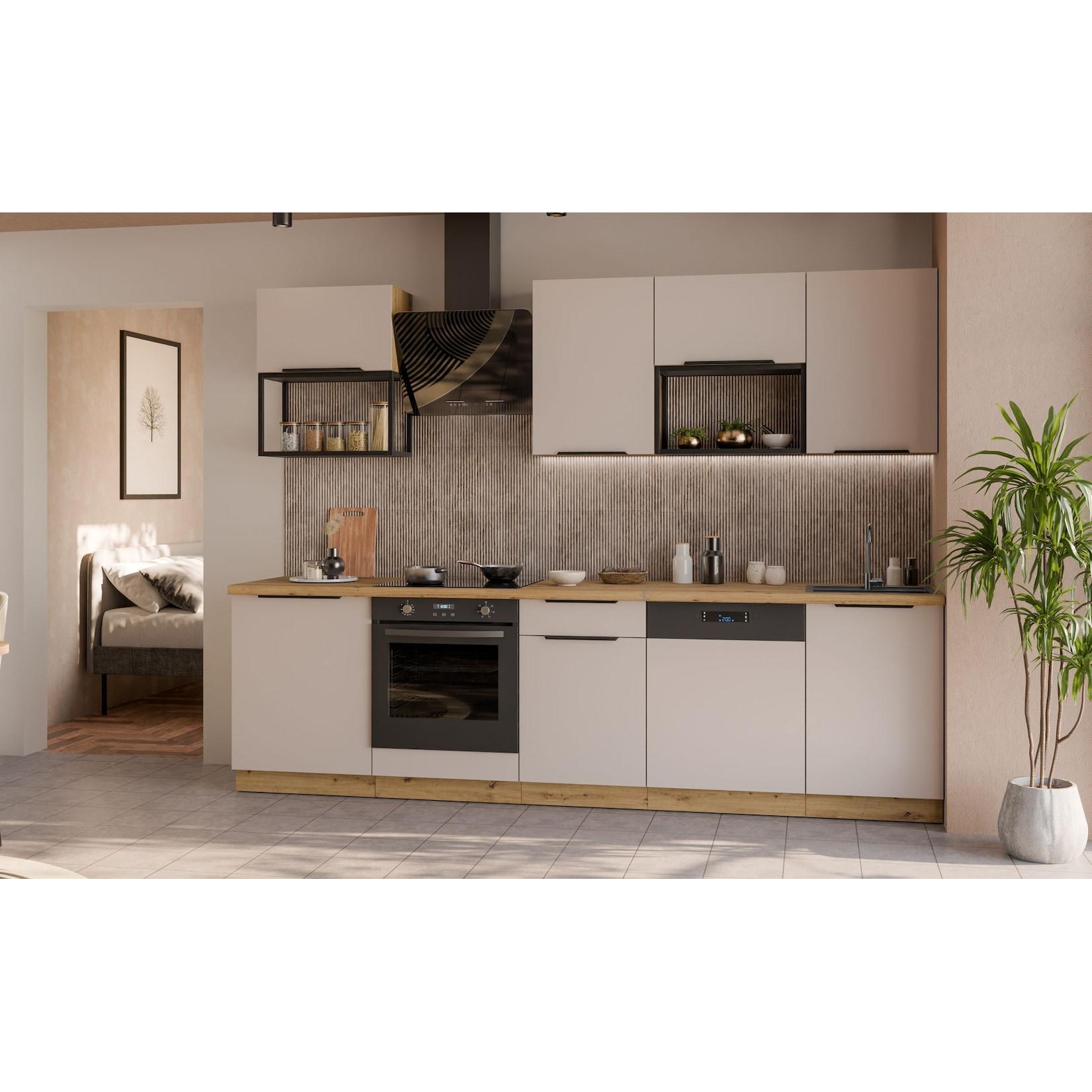 Küche SOLANO BASIC LOFT 280 Küchenzeile Küchenblock Einbauküche Kaschmir Artisan