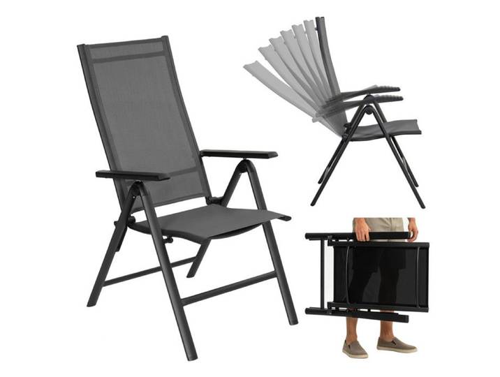 Lot de chaises pliantes aluminium Textilène pour extérieur dossier 7 positions