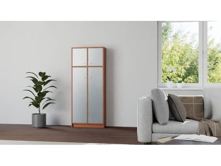 Maßgefertigte Vitrine Echtholz Furnier Mahagoni geölt