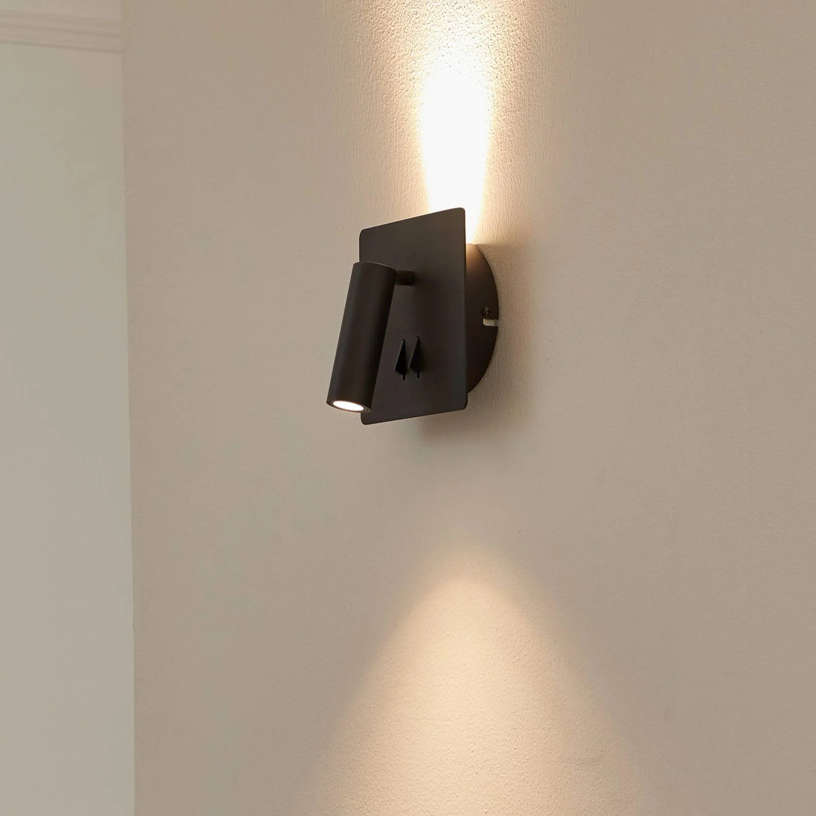 Lucande Magya LED 2 Square Wandlamp - Zwart - Aluminium - Modern - Up & Down