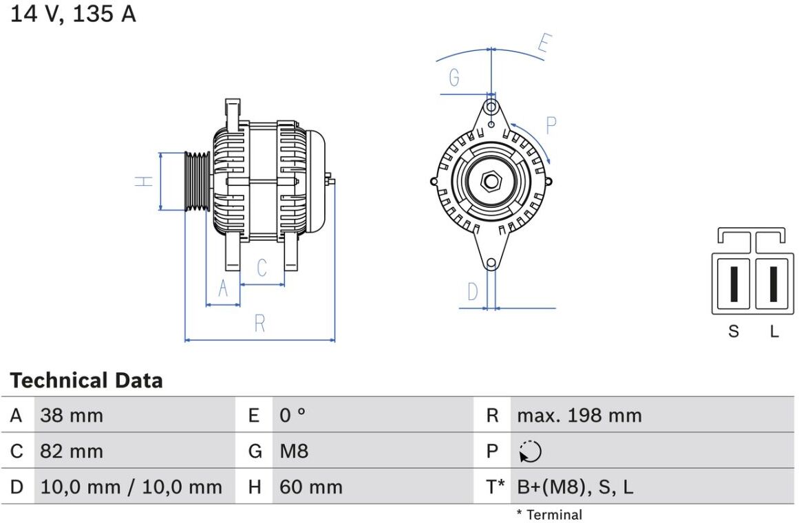 Drehstromgenerator BOSCH 0 986 082 190