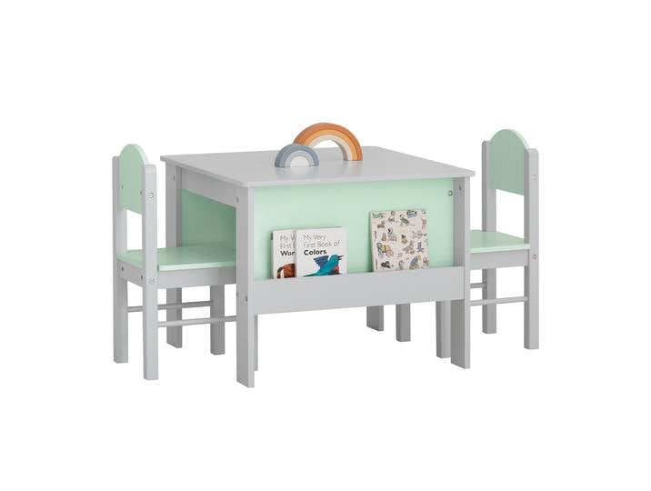 SoBuy KMB88-HG Table pour enfants avec chaises Groupe de sièges pour enfants à l'intérieur Ensemble de chaises de table pour enfants Table de peinture pour groupe de sièges Gris clair