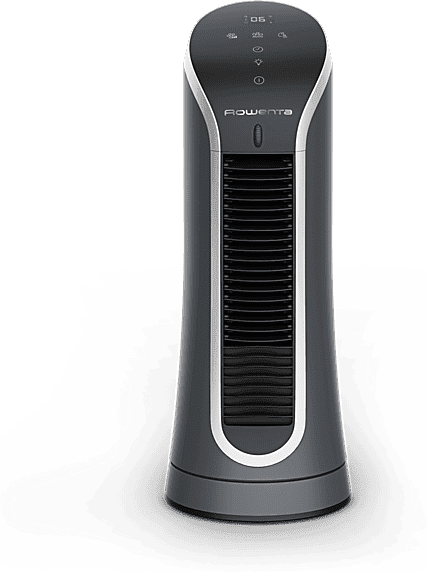 Ventilador de torre - Rowenta Eole Compact, 11 W, 6 velocidades, Silencioso, Temporizador, Negro Y Blanco