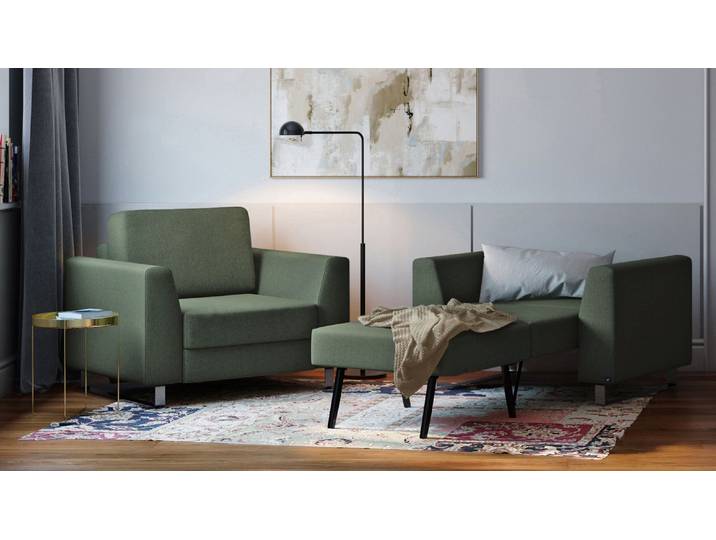 BRUNO Schlafsessel 70cm in Grün praktische Größe stabiles Massivholz & Boxspringkomfort