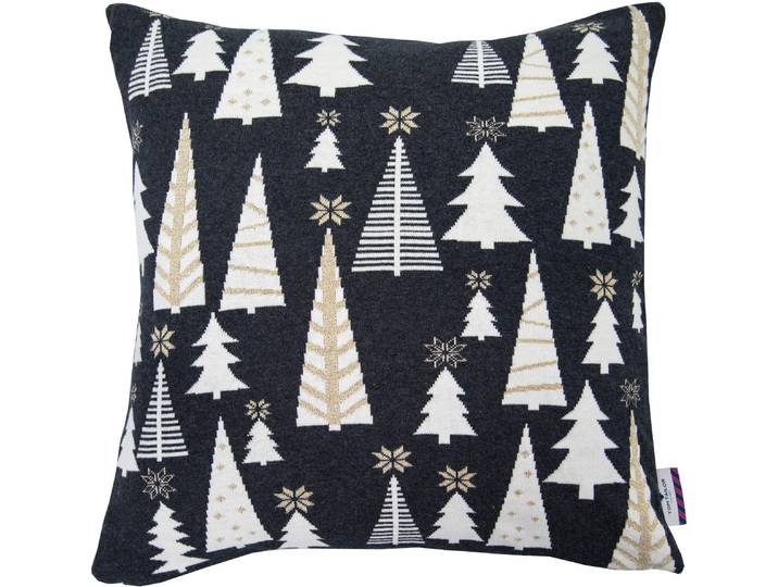 Dekokissen TOM TAILOR HOME GLAMOUR CHRISTMAS Gr. 1, schwarz (goldfarben, anthrazit, gemustert), B:50cm L:50cm, Baumwolle, Dekokissen_Sitzkissen_Kissenhüllen, Dekokissen, Kissenhülle ohne Füllung, 1 Stück