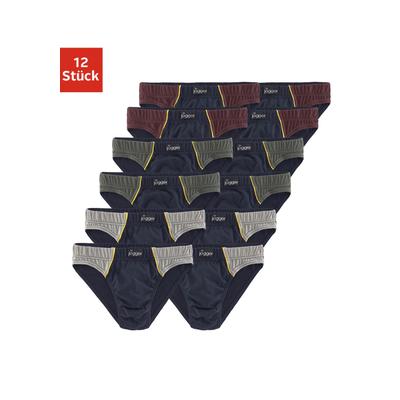 Slip LE JOGGER, Herren, Gr. 9, 12 Stk., blau (marine), Jersey, Obermaterial: 100% Baumwolle, unifarben, körpernah, Unterhosen Slip, mit Farbhighlights