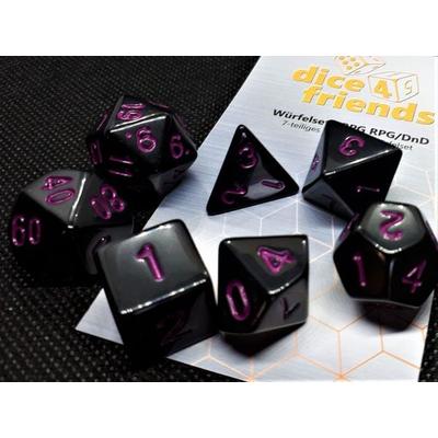 Pegasus DIC09143 - Würfelset, RPG Würfel, 7-teilig, black/purple
