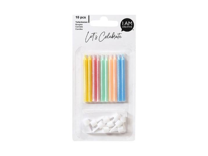 Tortenkerzen pearl ink. Halter, 10 Stk.
