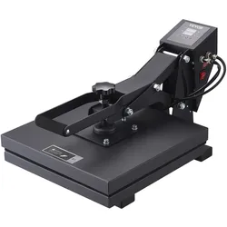 VEVOR Transferpresse 38x38 cm Textilpresse Wärmepresse Shirtpresse 1200 W, für T-Shirts Kissen Taschen Handyhüllen, Schwamm-Heizmatte, Zeit- & Temperaturregelung, PTFE-Isolierbeschichtung, Schwarz