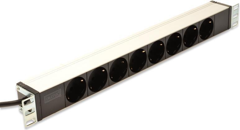 Digitus stekkerdoos met 8 Schuko stopcontacten, 2 meter, zwart