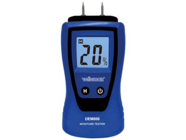 Velleman Vochtmeter voor timmerhout, papier, beton, pleister, met LCD-display en dataholdfunctie