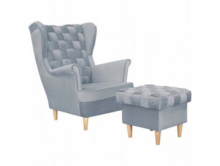 Family Meble Sessel Family Meble Carol Ohrensessel mit Fußhocker ROYAL 80 Stahl 84x104x92